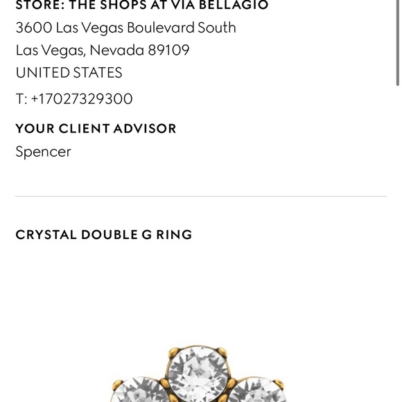 CRYSTAL DOUBLE G RING - Picture 5 of 6